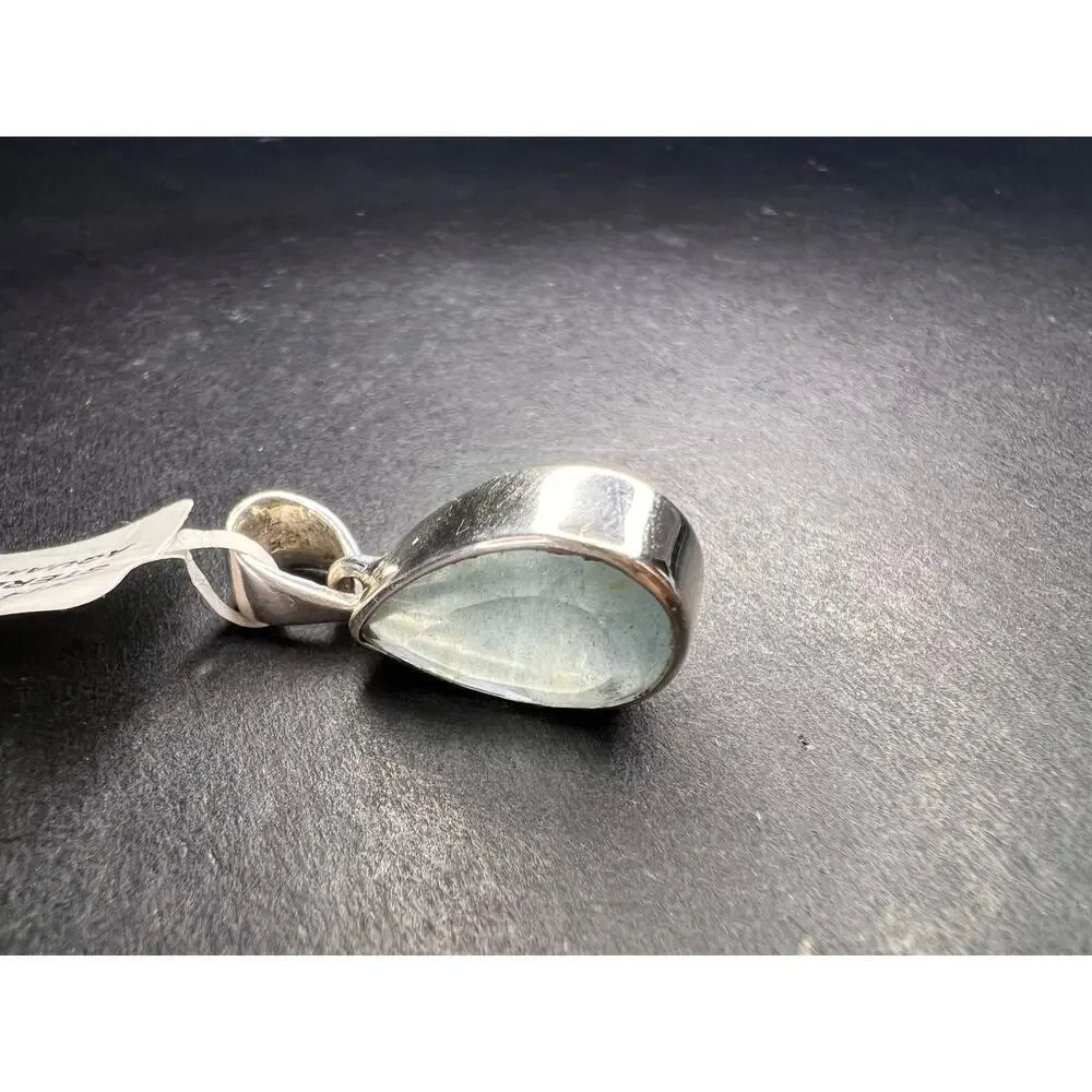NEW Aquamarine sterling silver teardrop pendant